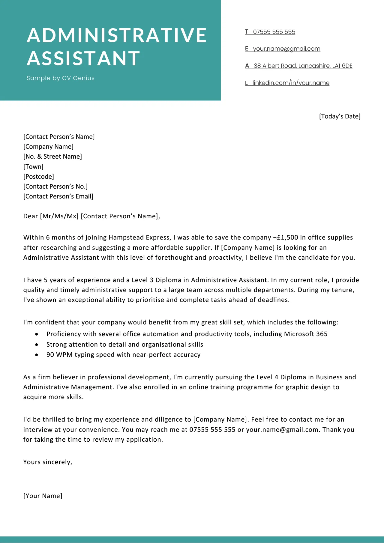 40591 cover letter formatting