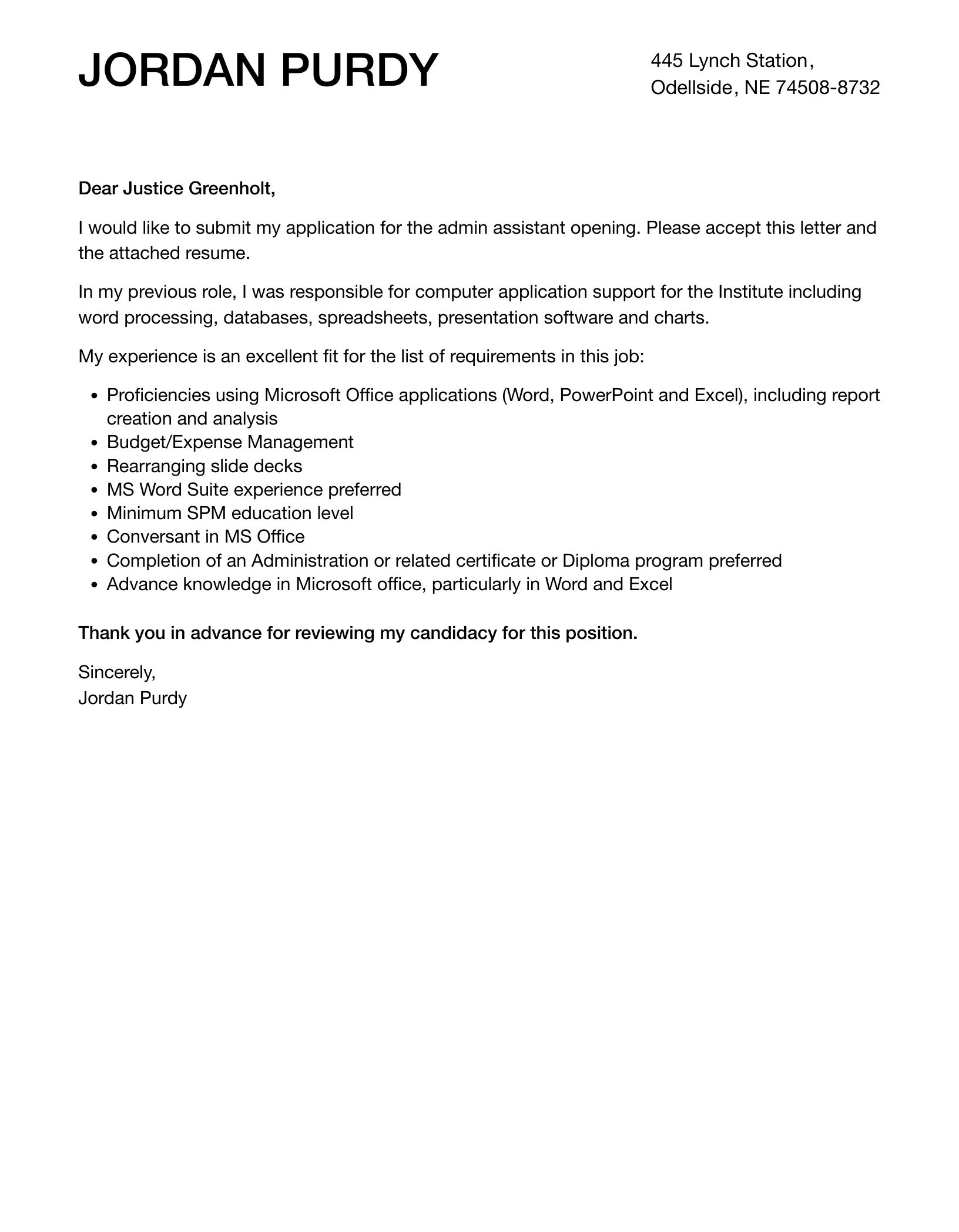 40591 proofreading cover letter