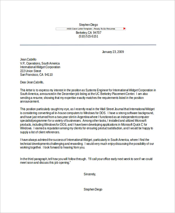 40598 cover letter vs resume