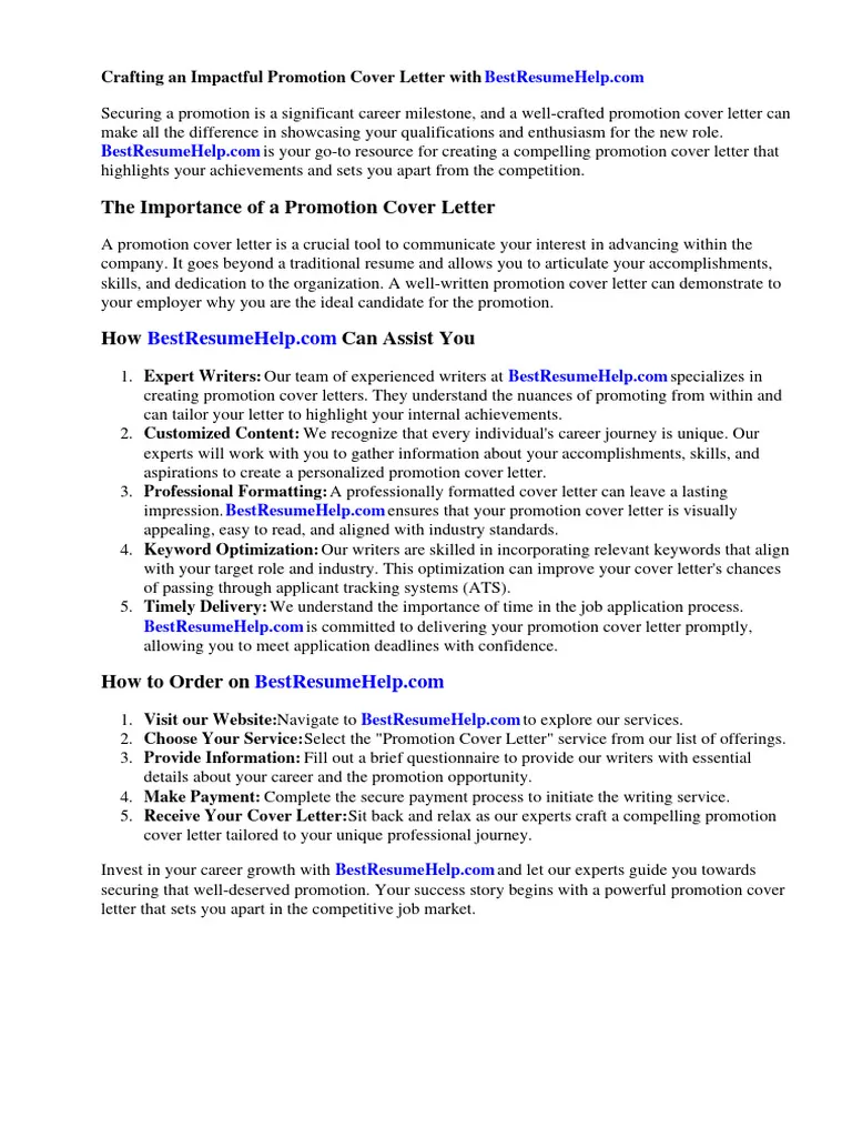 40607 promotion cover letter