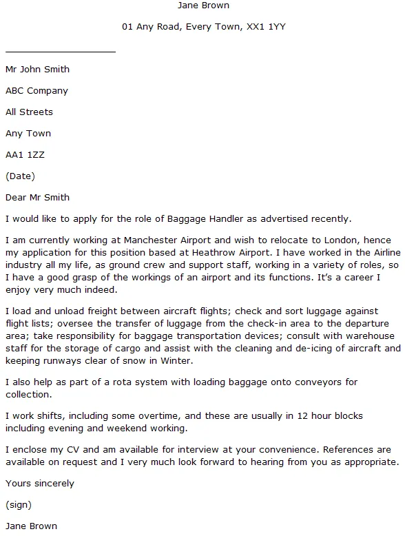 40608 package handler cover letter formatting