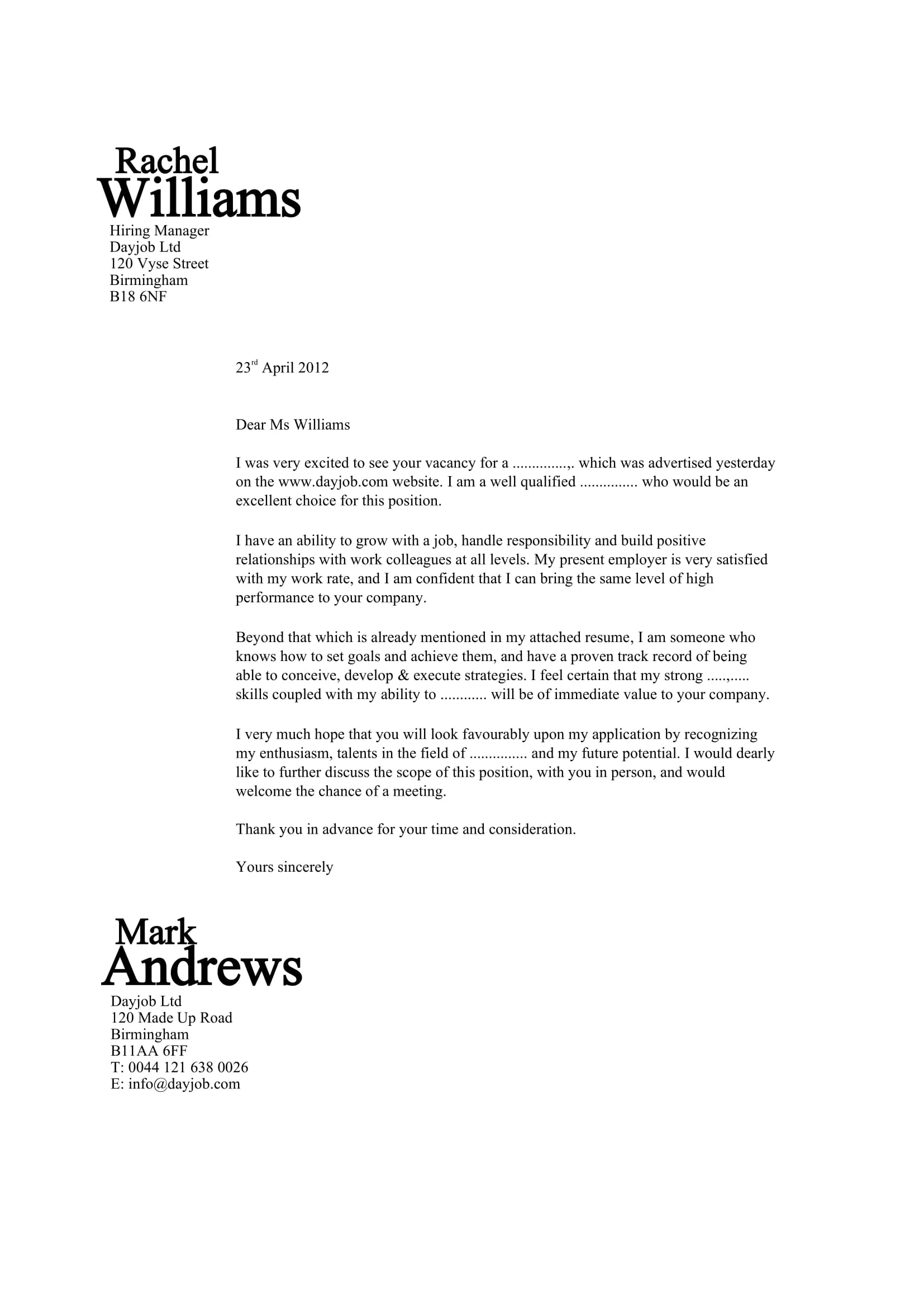 40613 cover letter importance
