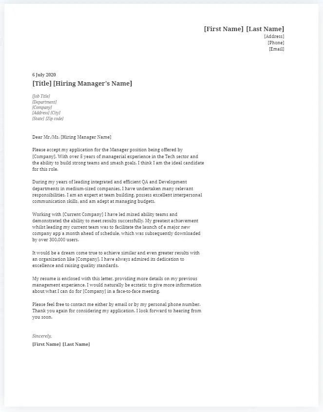 40616 cover letter management leadership