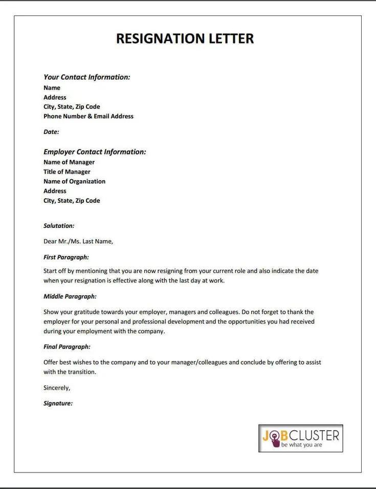 40626 resignation cover letter transition