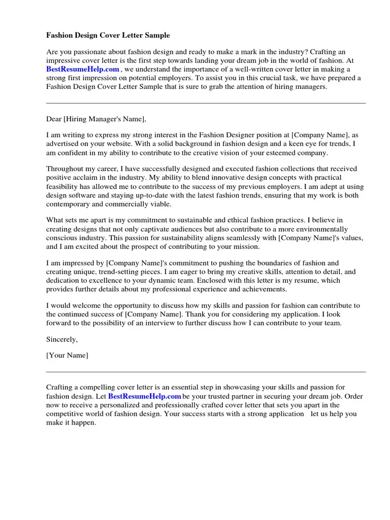 40631 fashion cover letter writing