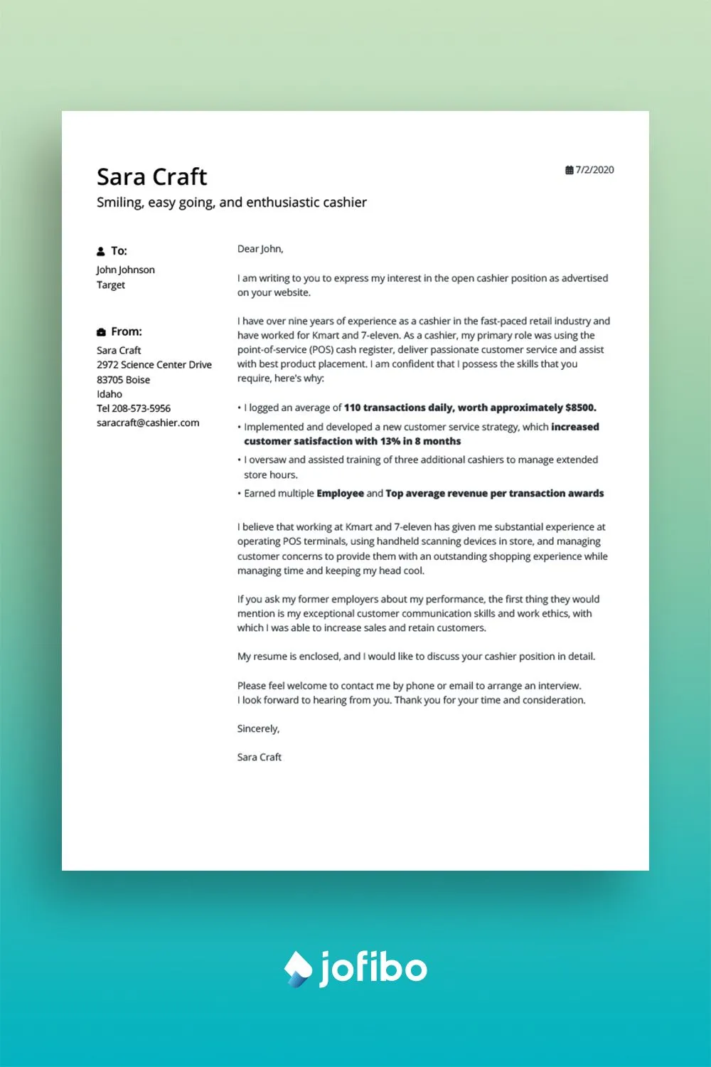 40634 formatting cover letter