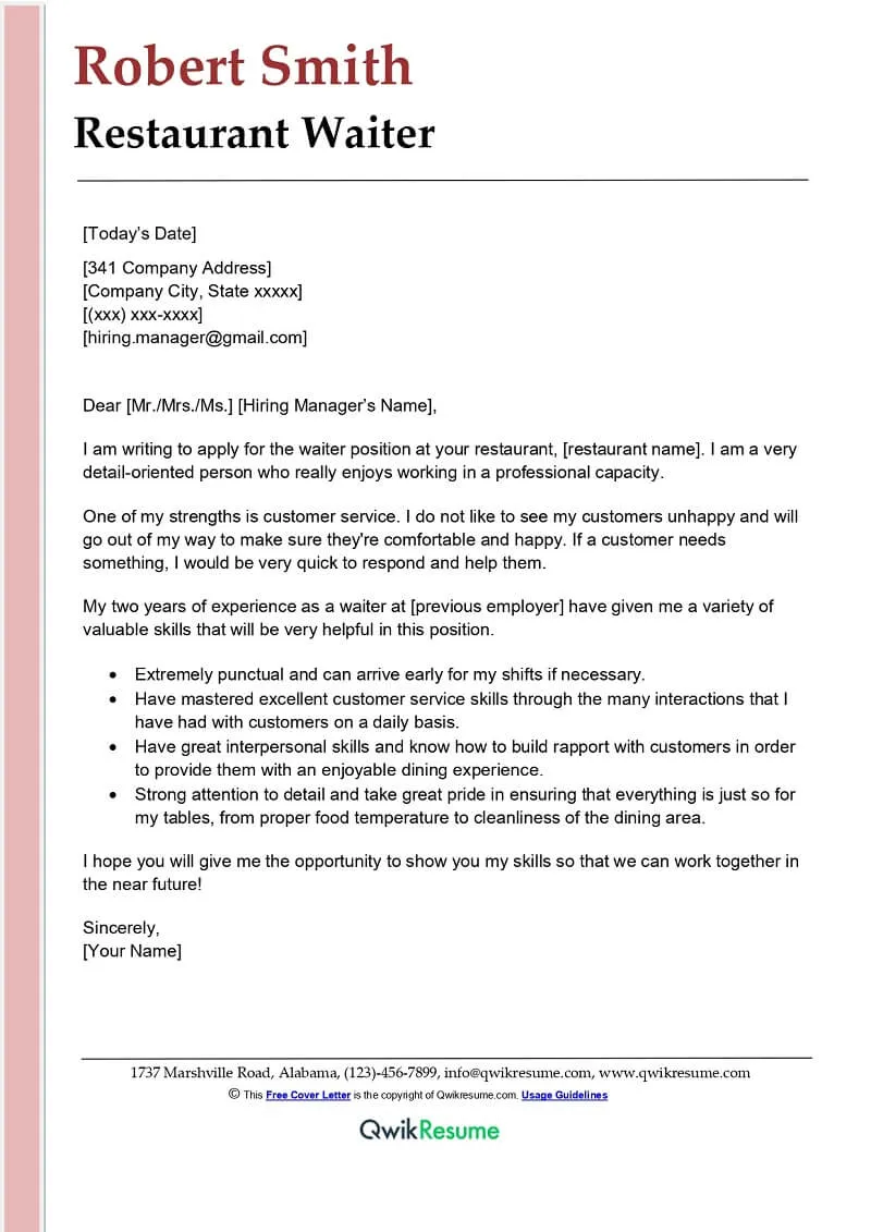 40640 restaurant cover letter 5