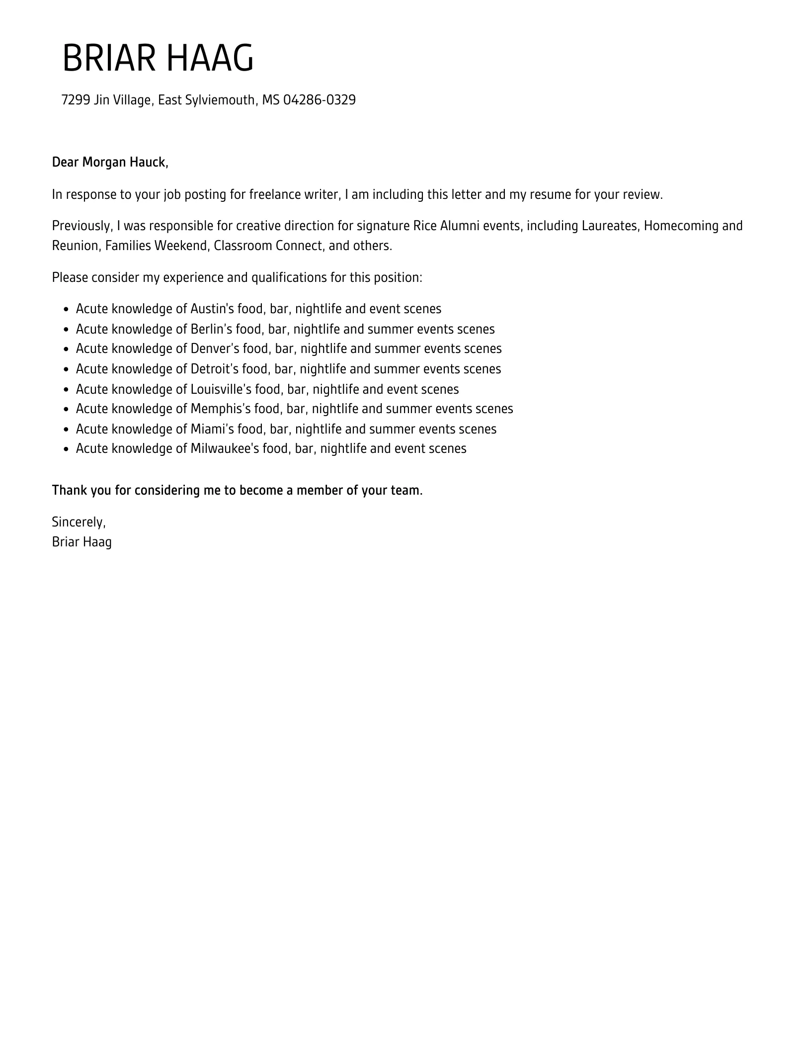40658 freelance experience