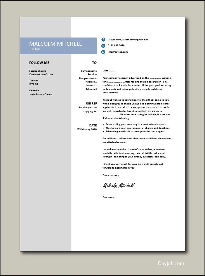 40664 cover letter value
