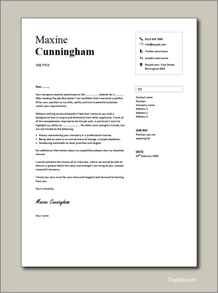40664 modern cover letter template