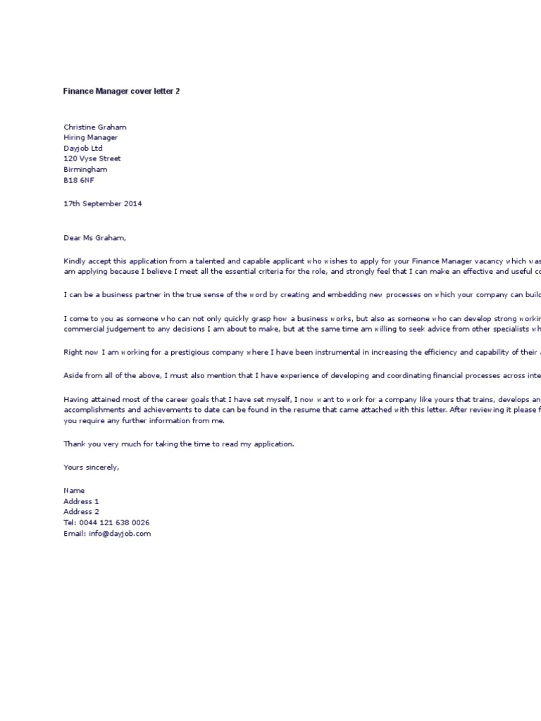 40665 financial manager cover letter header