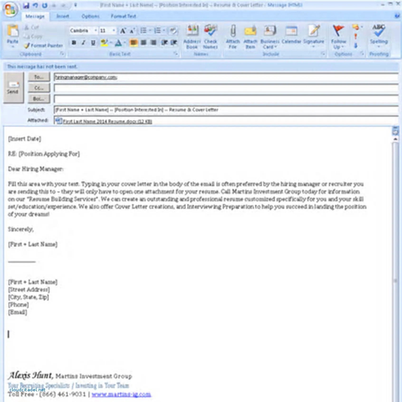 40670 cover letter email attachment
