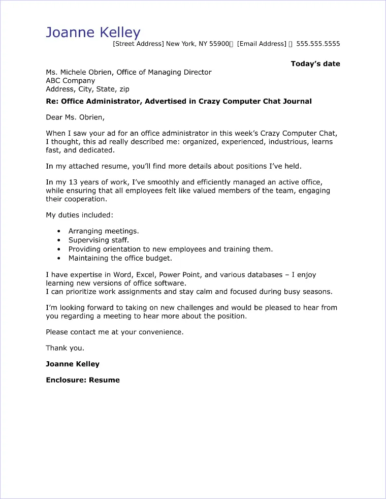 40677 administrative cover letter header