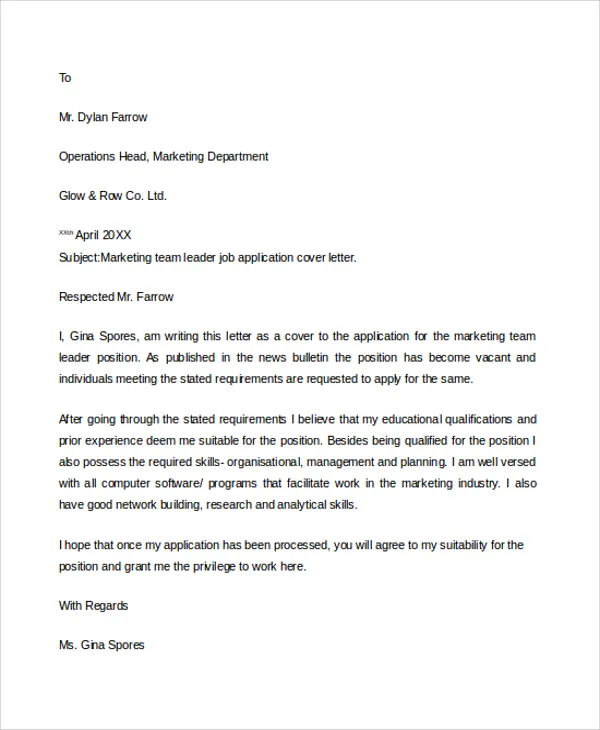 40699 cover letter sample pdf call to action