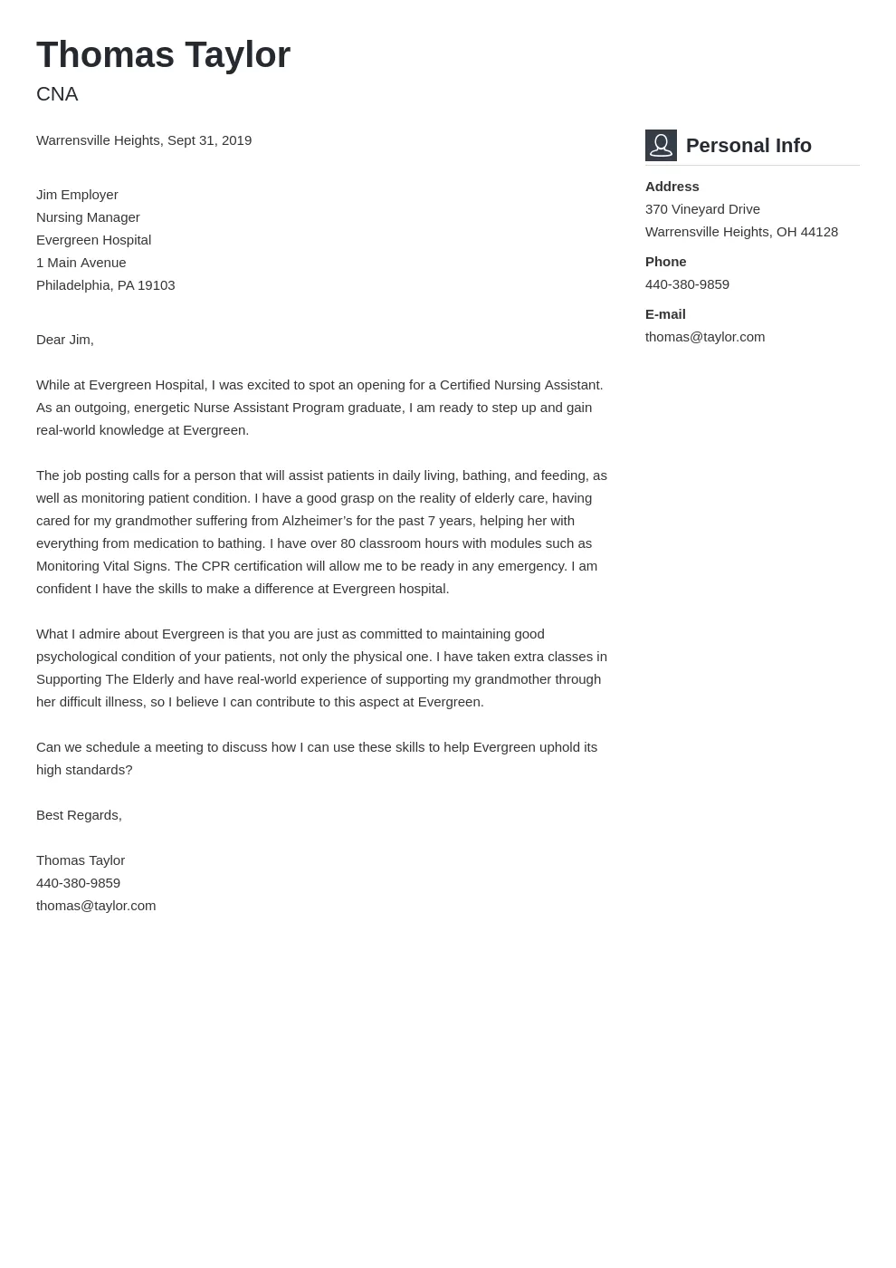 40700 cna cover letter components