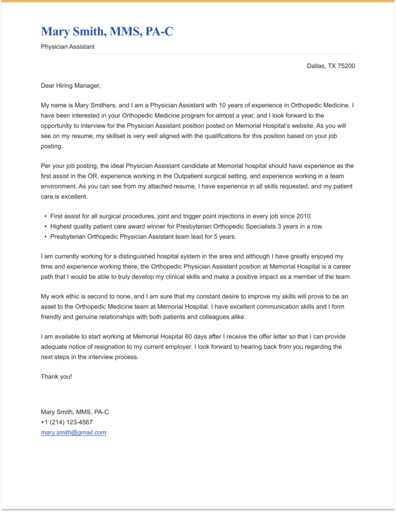 40701 cover letter purpose