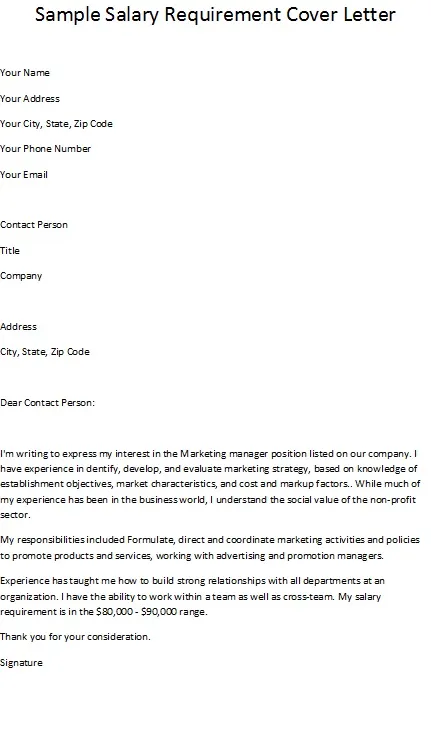 40705 cover letter salary expectations