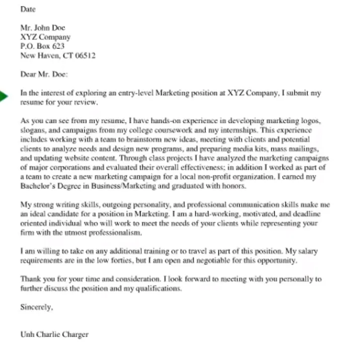 40705 cover letter writing