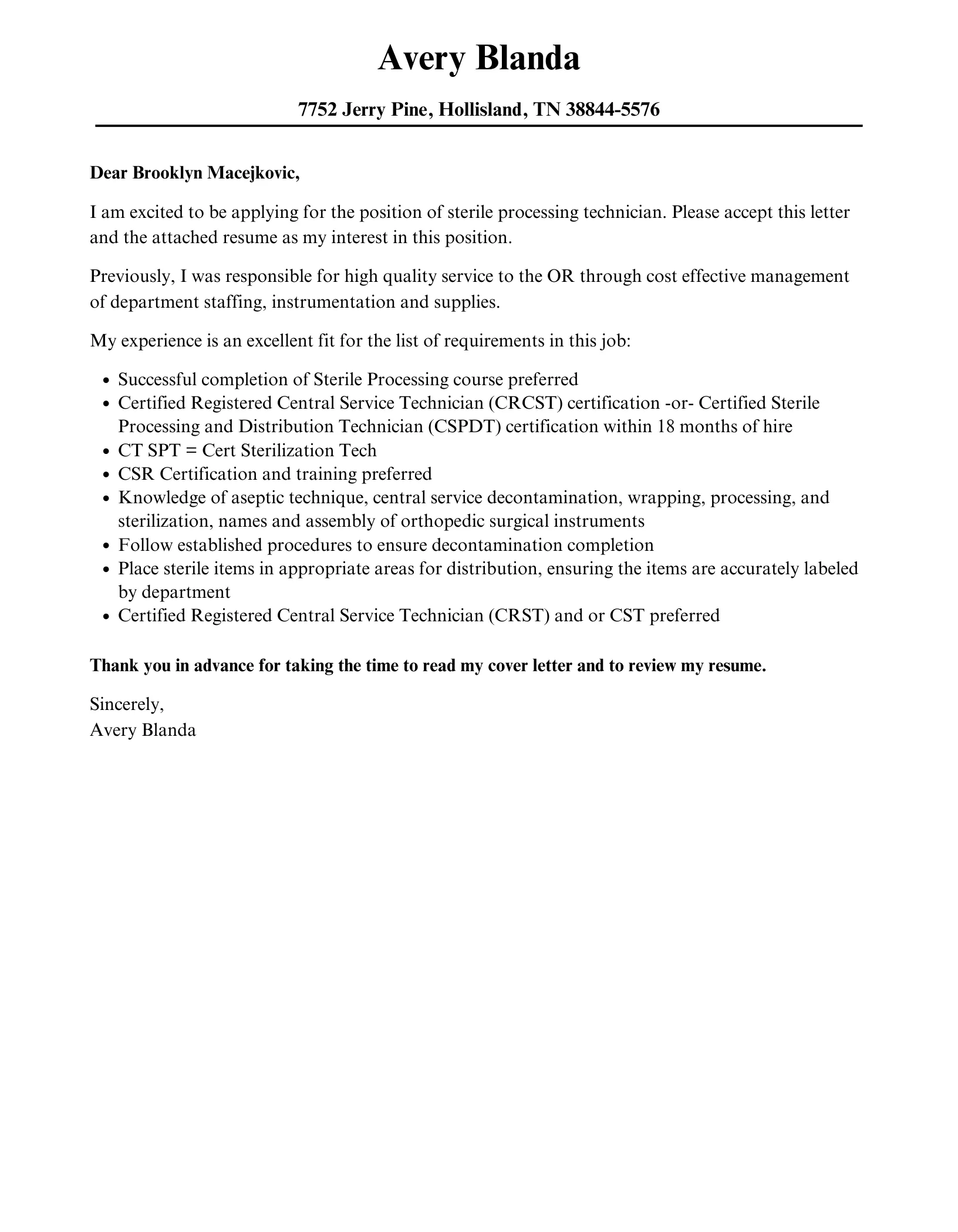 40707 enthusiasm cover letter