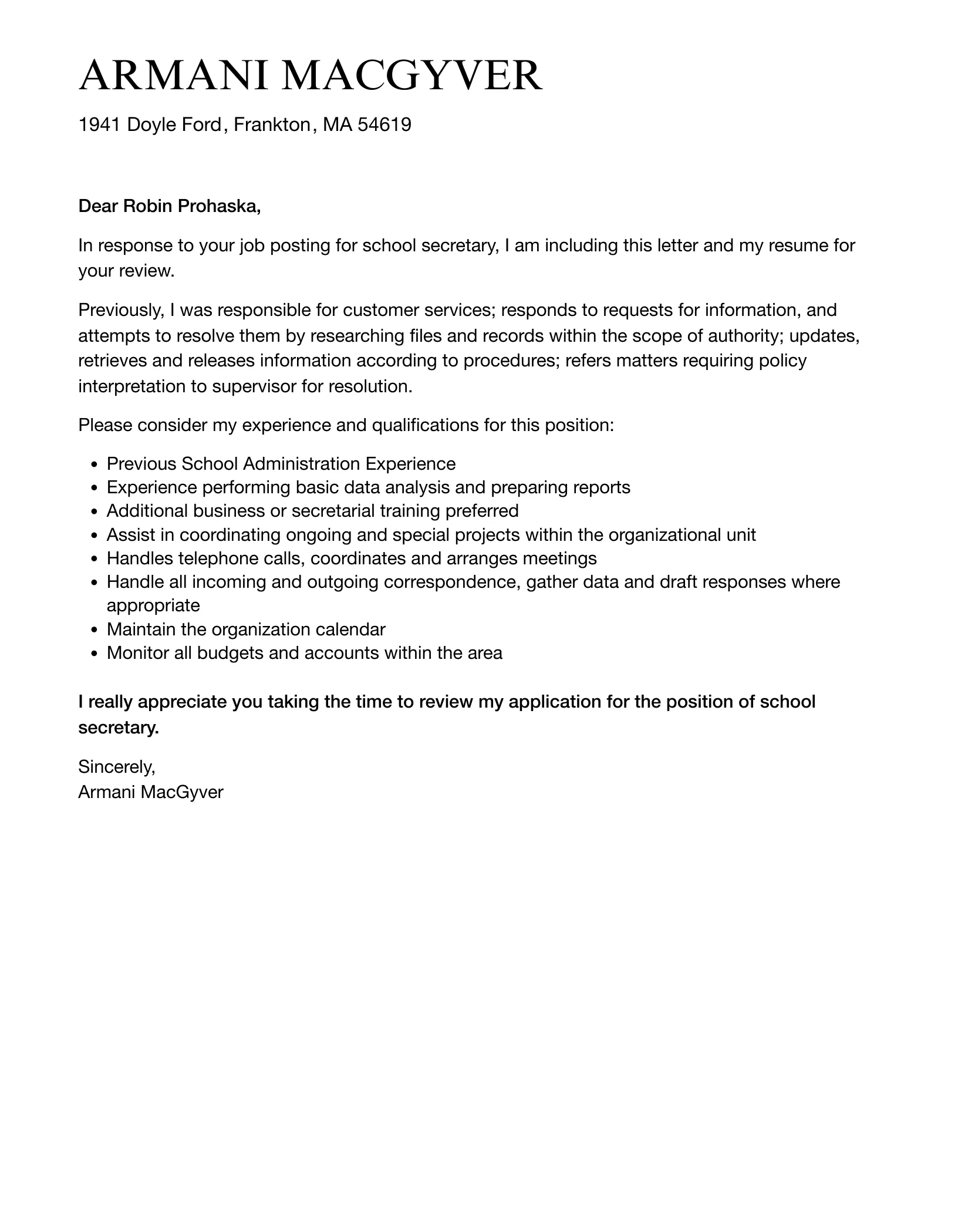 40713 church secretary body paragraph 1