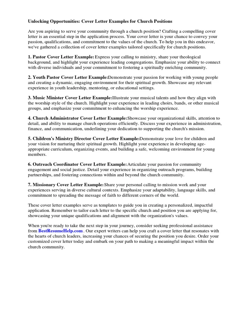 40713 church secretary cover letter elements