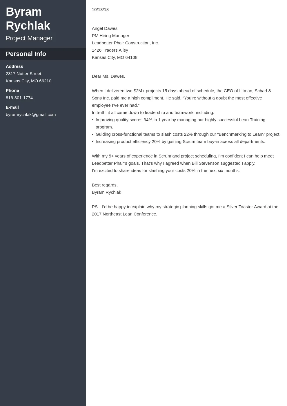 40721 enthusiasm cover letter