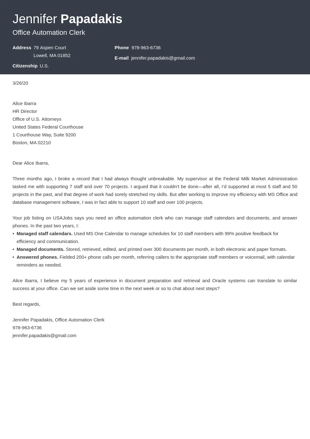 40725 action verbs cover letter