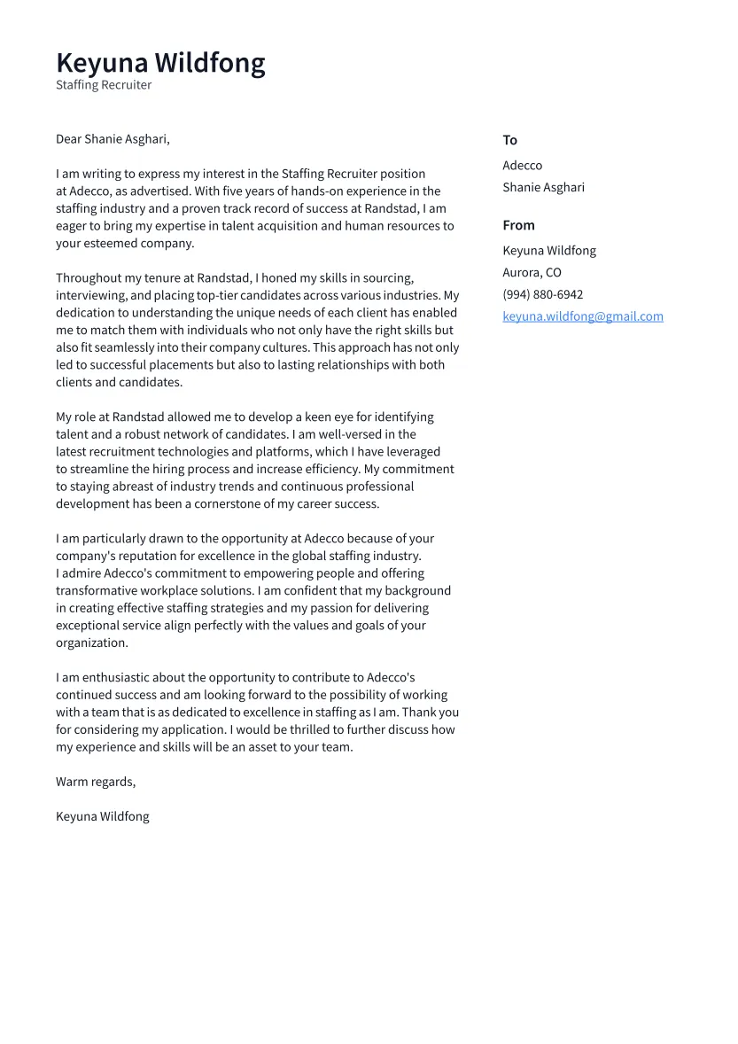 40727 staffing recruiter cover letter tips