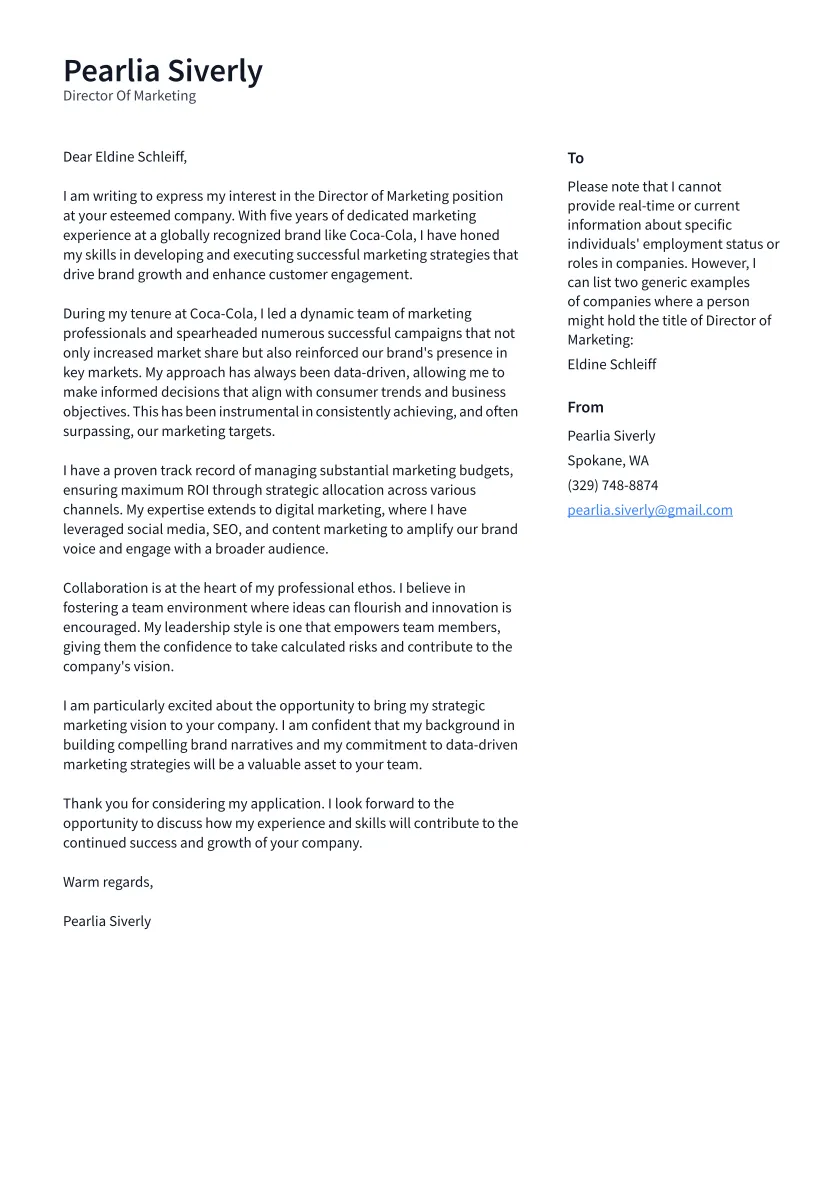 40729 cover letter director marketing achievements