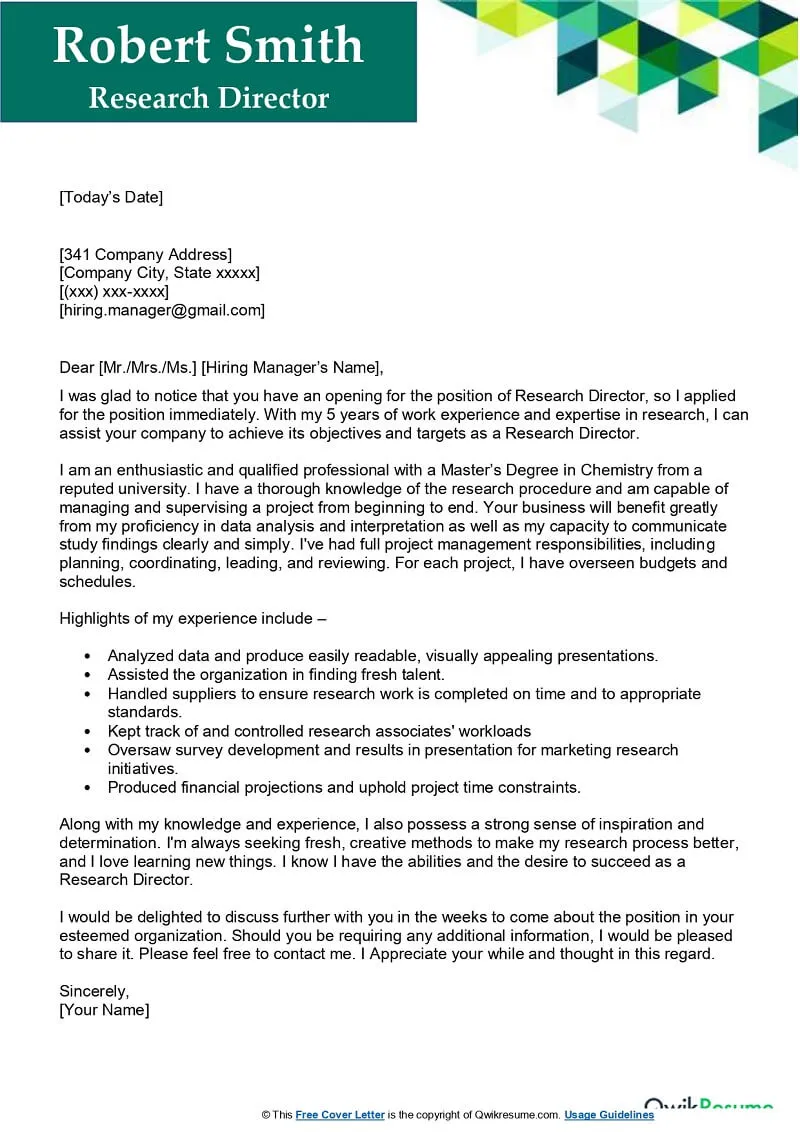 40729 cover letter director marketing research
