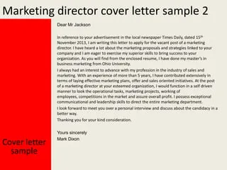 40729 cover letter director marketing skills