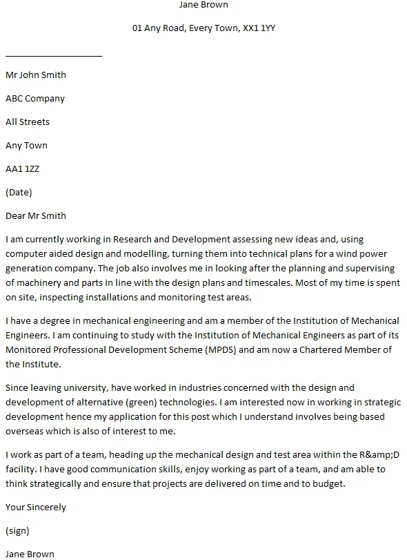 40735 cover letter purpose