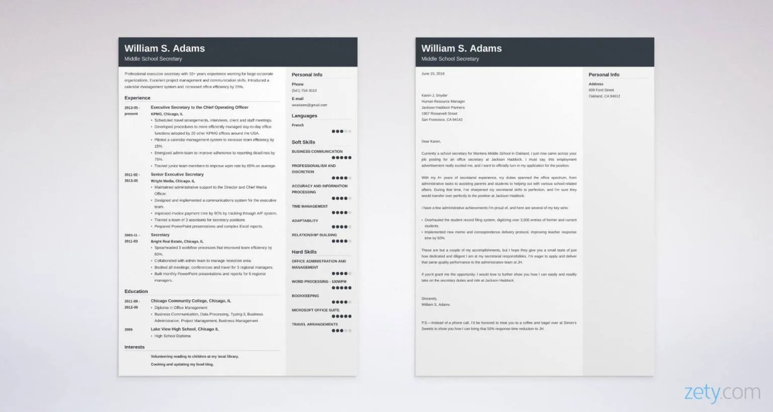 40738 secretary cover letter formatting