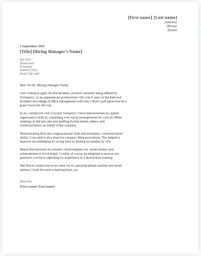 40738 secretary cover letter mistakes
