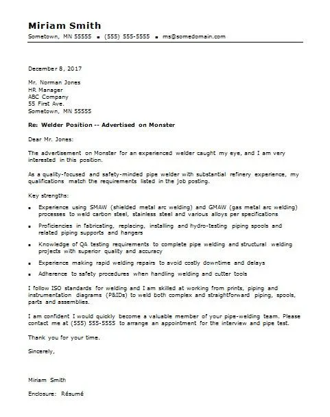 40758 welding experience