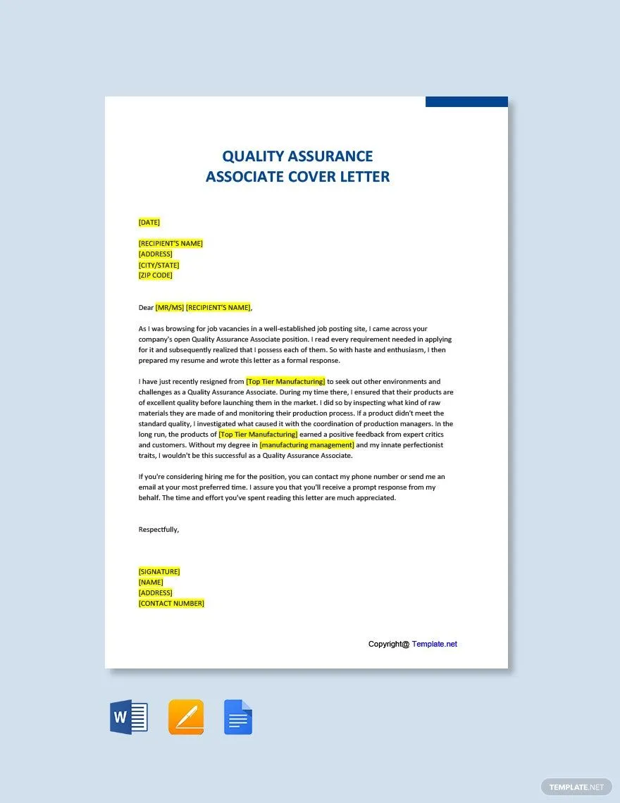 40761 qa cover letter header