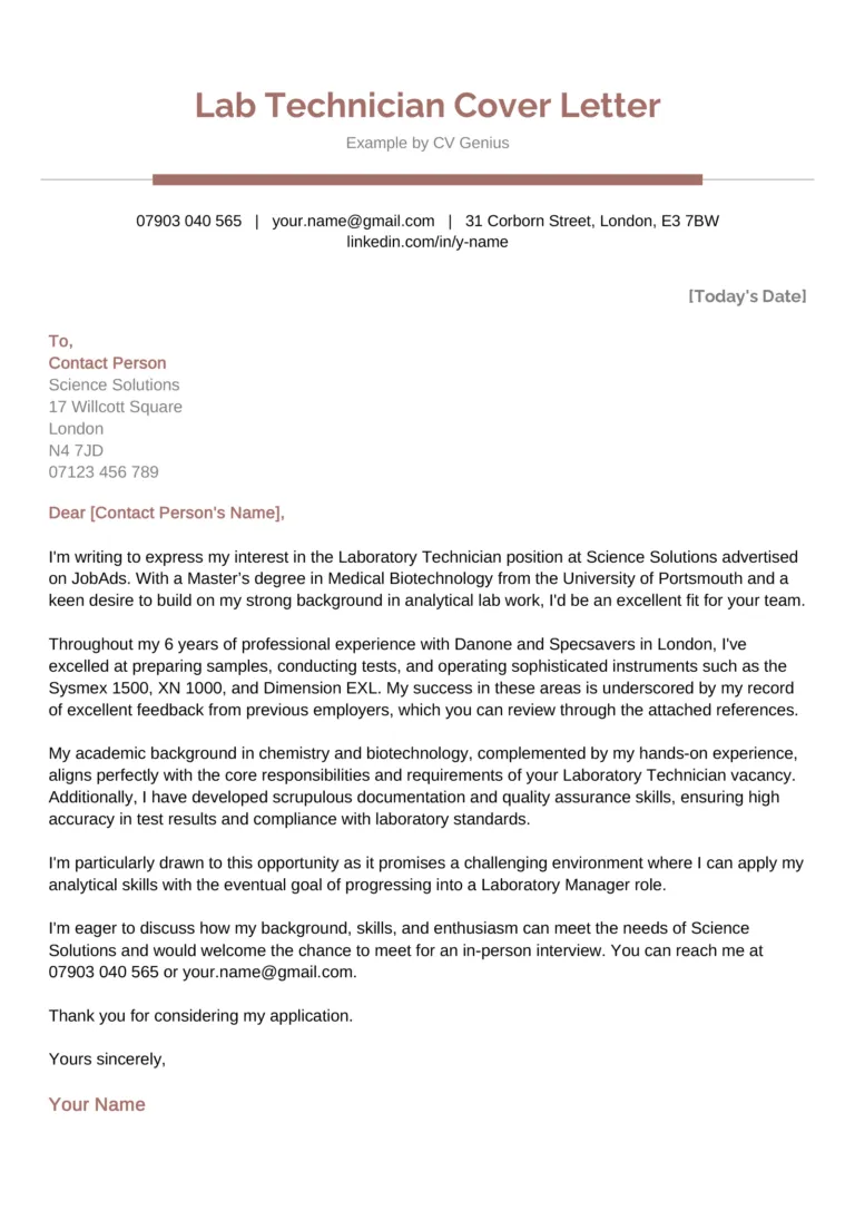 40763 lab technician cover letter