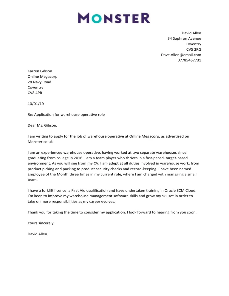 40771 tailor cover letter