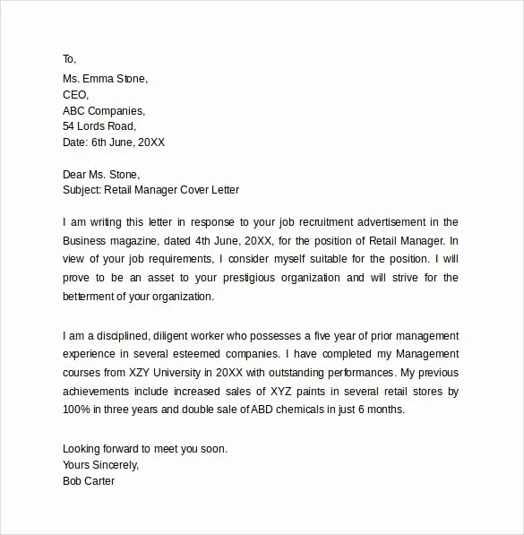 40774 retail cover letter samples