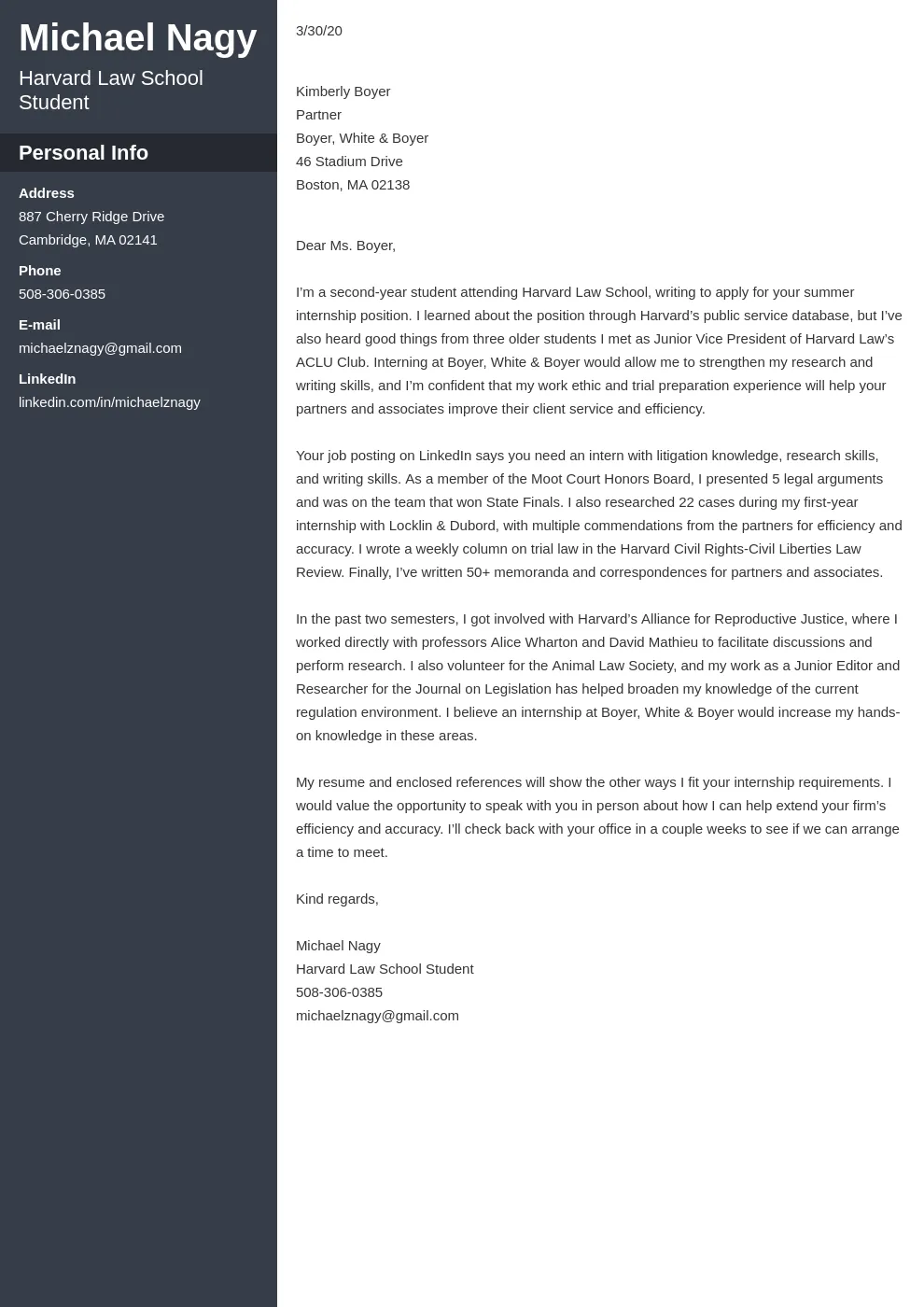 40776 law cover letter formatting