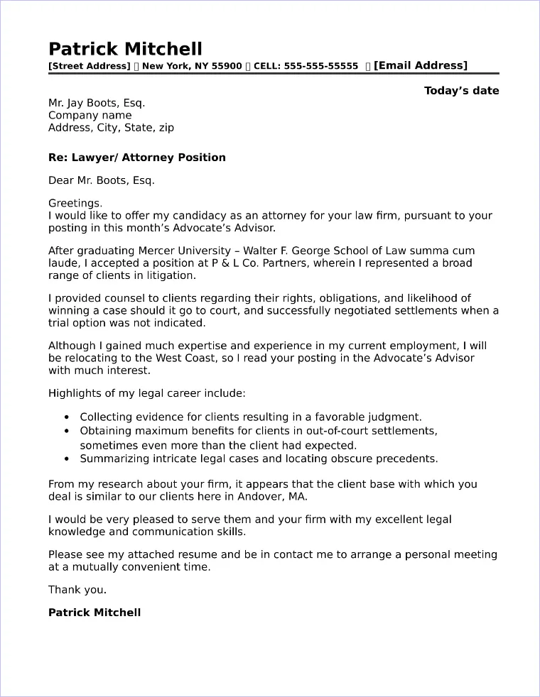 40776 law cover letter importance