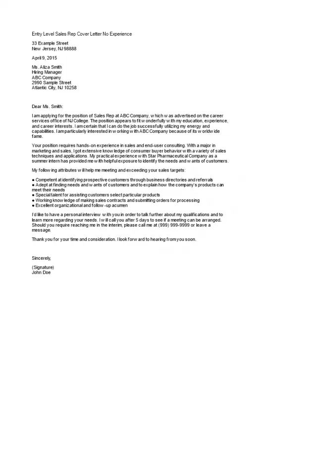 40791 cover letter formatting