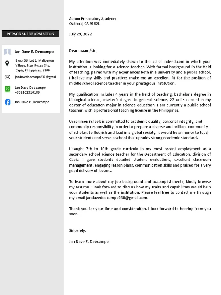 40795 science teacher cover letter 1