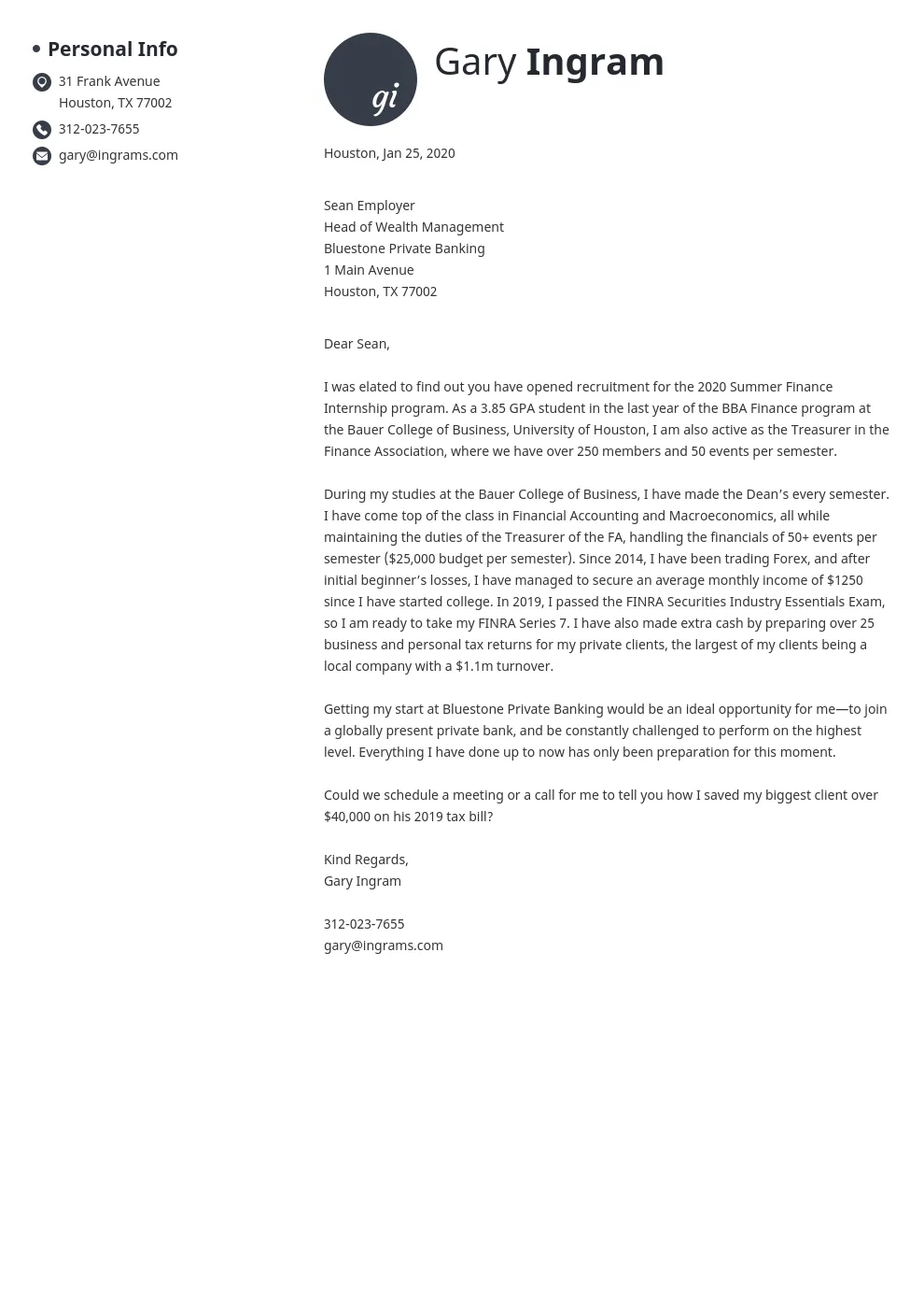 40805 finance cover letter passion