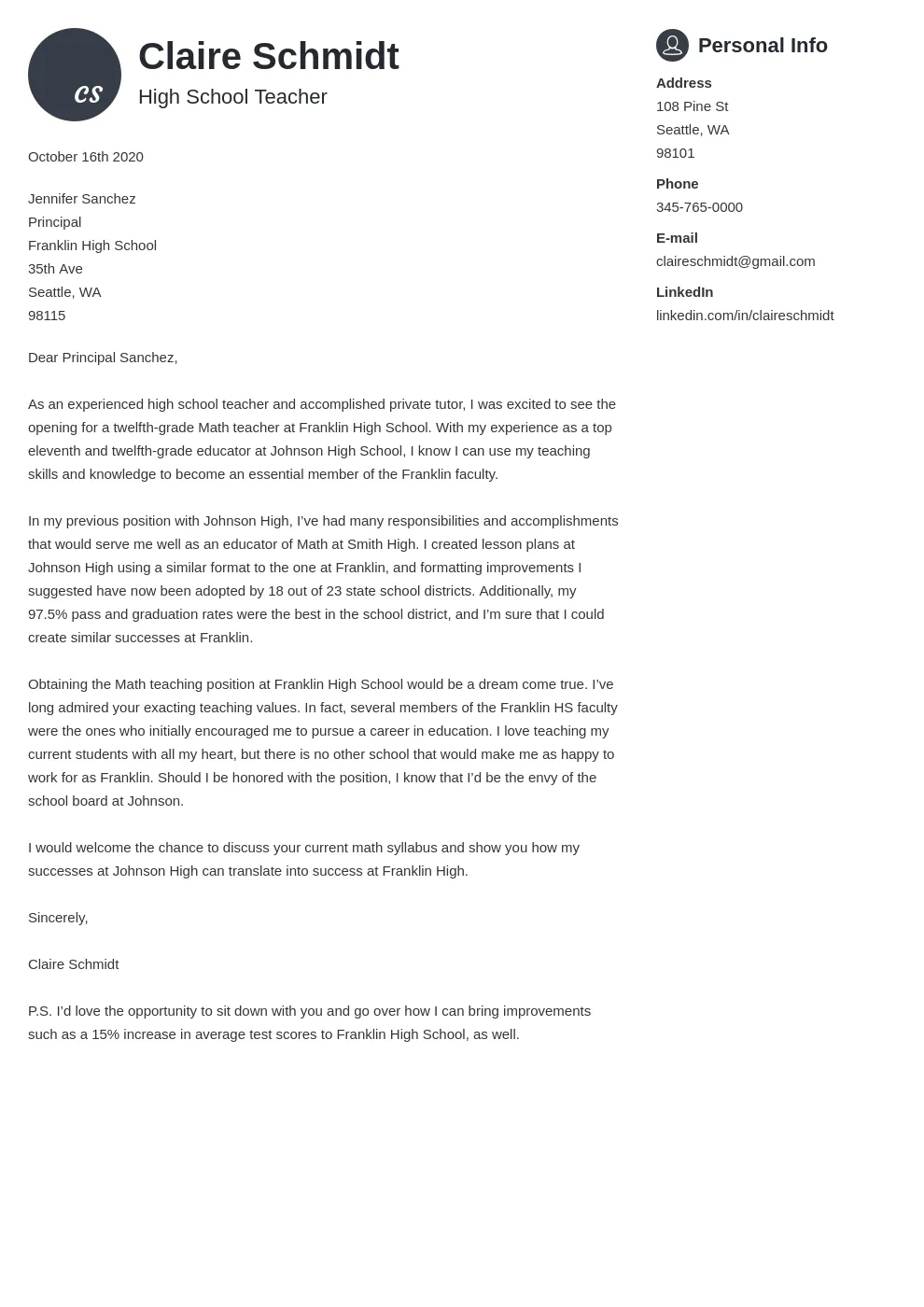 40815 cover letter formatting