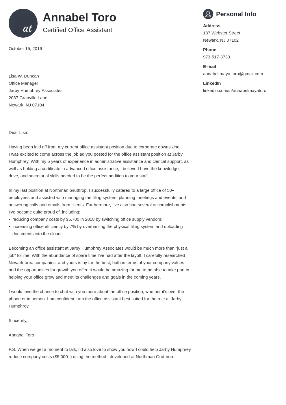 40816 cover letter formatting
