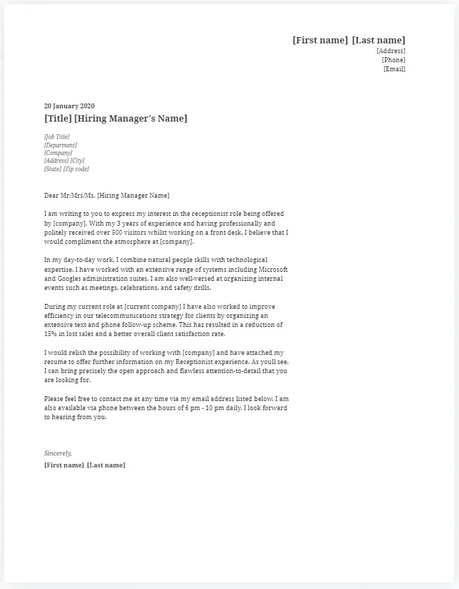 40823 receptionist cover letter image2