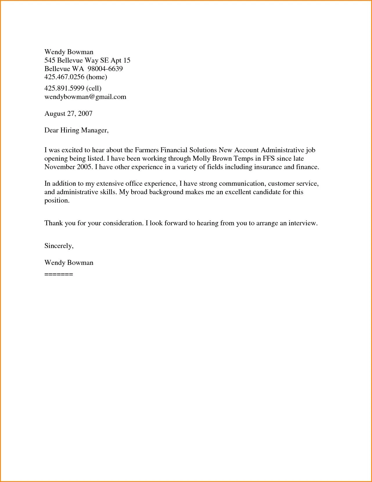 40826 cover letter general job enthusiasm