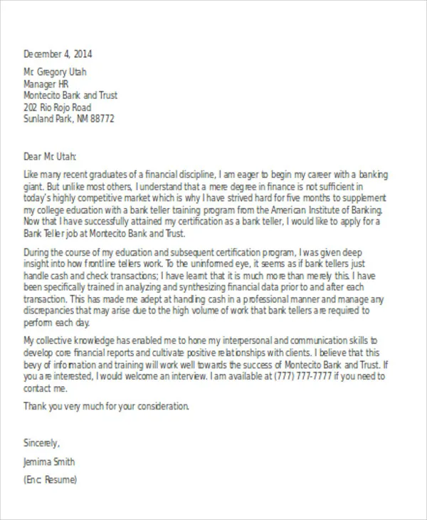 40827 bank cover letter closing
