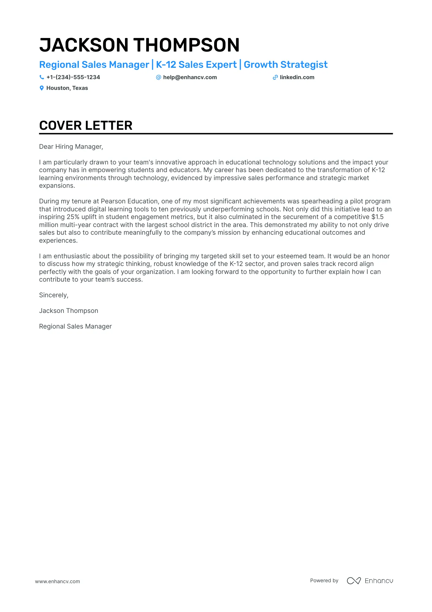 40848 sales cover letter achievements